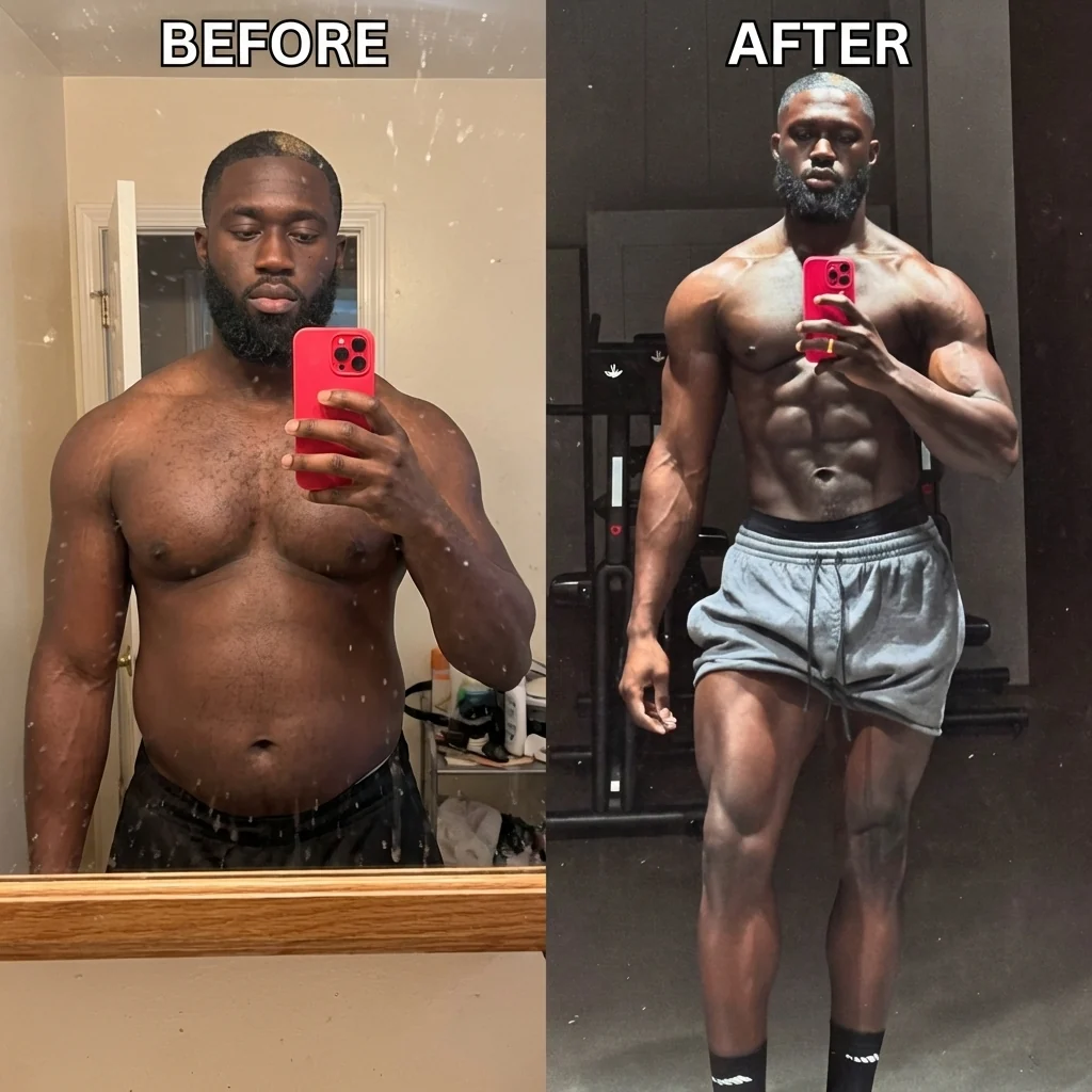 Andre W. before and after using Amino Core