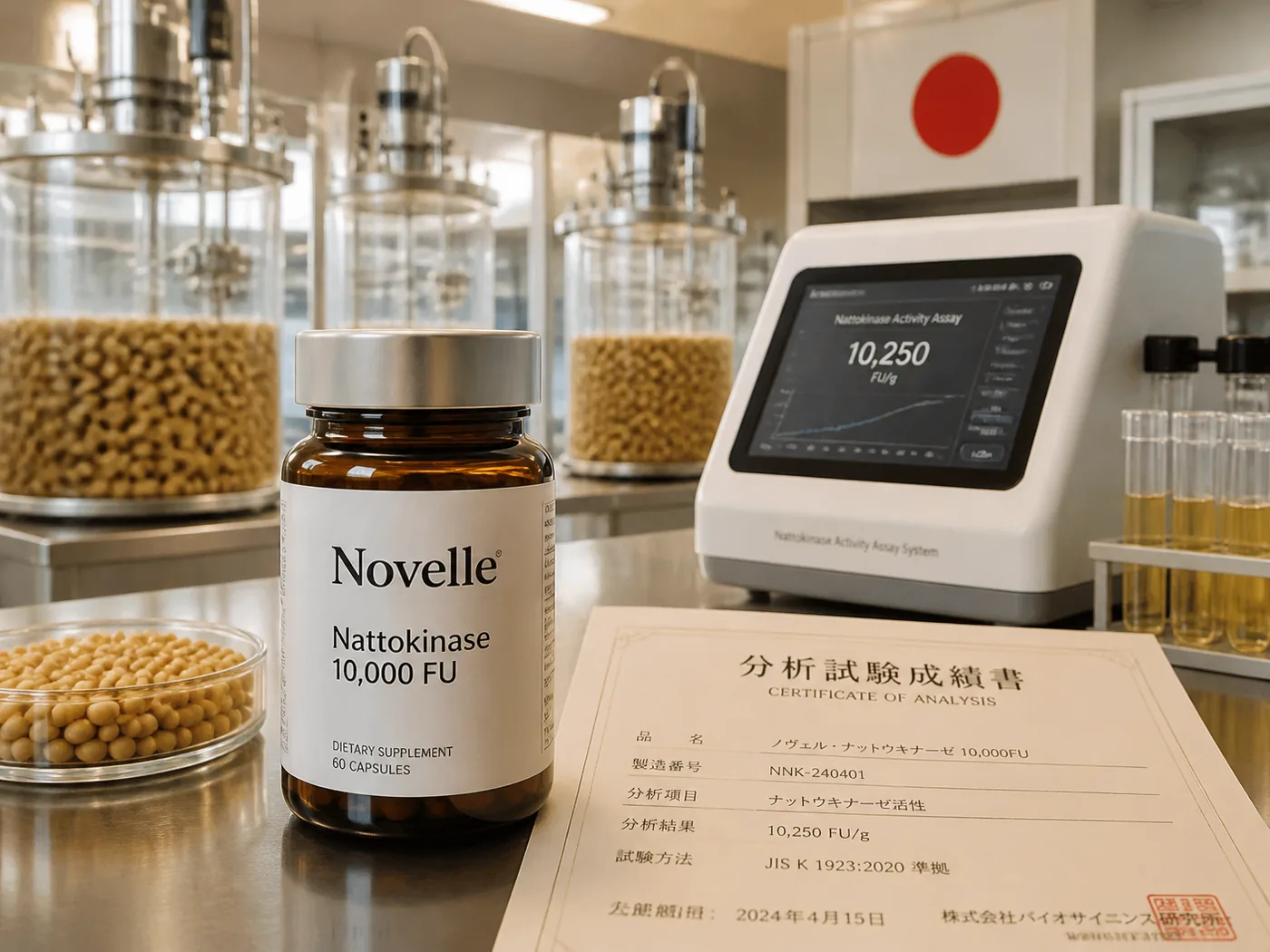 Japanese nattokinase fermentation and testing laboratory