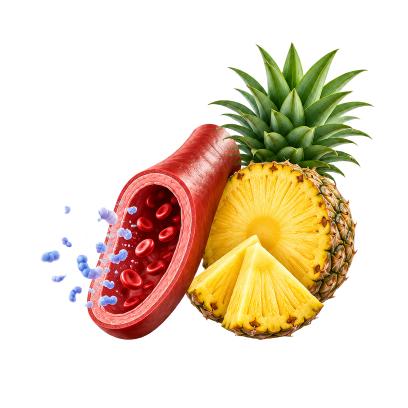 Pineapple bromelain beside an open blood vessel
