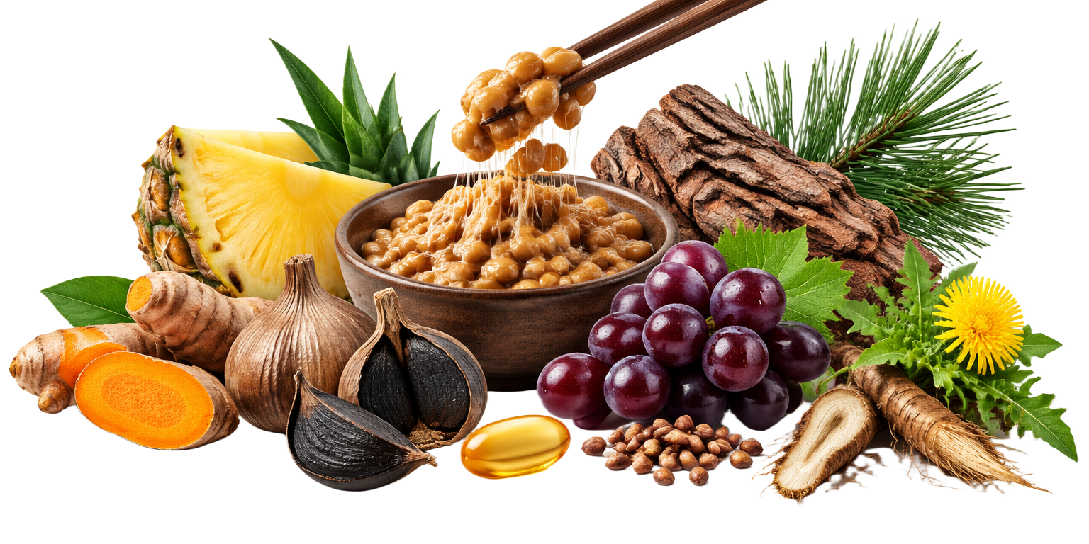 The complete Novelle Nattokinase formula — nattokinase with CoQ10, turmeric, aged garlic, bromelain, pine bark, grape seed and dandelion root