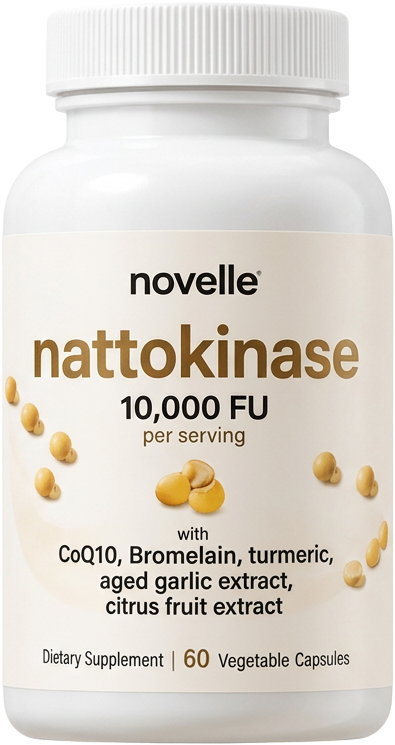 Novelle Authentic Nattokinase bottle — 10,000 FU per serving, made in Japan